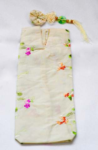 Wine Bottle Silk Bag - Pearl White